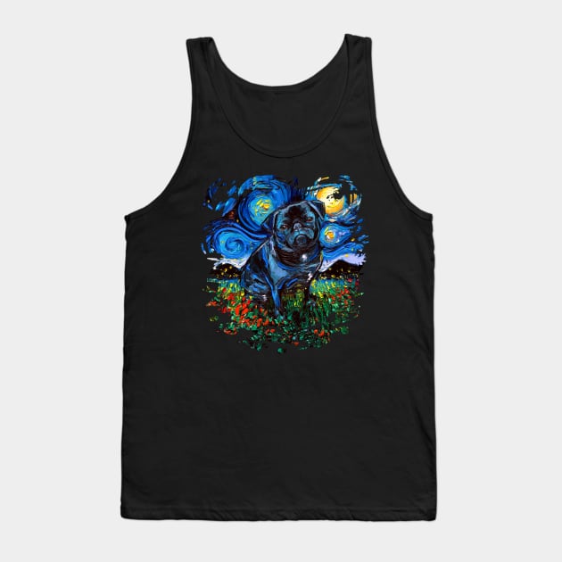 Black Pug Night (version 2) Tank Top by sagittariusgallery